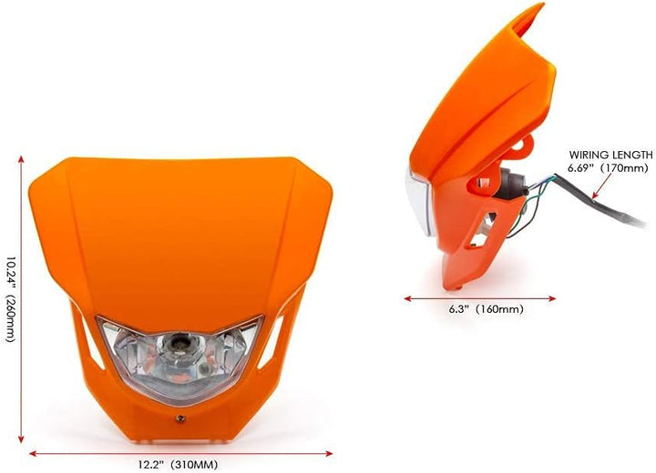 Alchemy Parts Motorrad Scheinwerfer - Supermoto & Streetfighter - Orange - 12V 35W