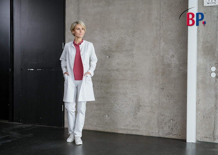 BP Med Coats 1754-130-0021 Arztkittel für Damen - Langärmelig - Reine Baumwolle - Normale Passform -