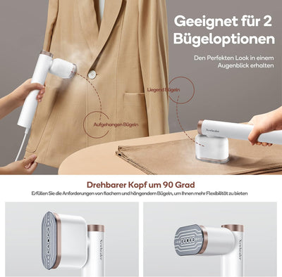 Newbealer Steamer Dampfglätter, 1200W, 120ml, Tragbarer Dampfbügel mit Hand Dampfbürste für Kleidung