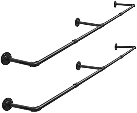 eSituro Kleiderstange Wandmontage 180cm, Kleiderständer für die Wand, Industrierohr Kleiderstangen 2