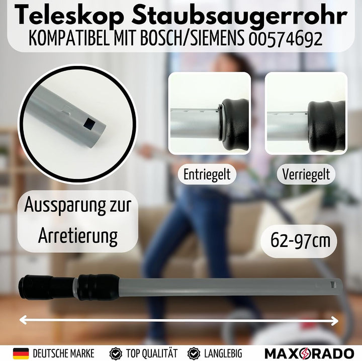 Bodendüse Möbelpinsel Staubsaugerrohr Verlängerungsrohr für Bosch Siemens VS06B1110 Synchropower Sau