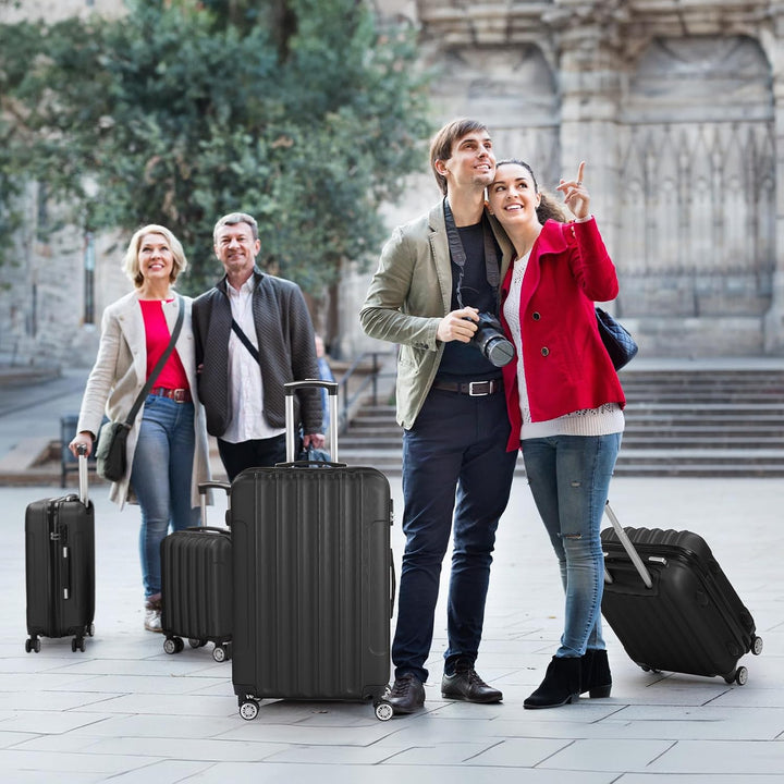 LALAHO Kofferset 4 teilig (Schwarz) | Reisekoffer Set, Hartschalen Koffer Set aus ABS, Gepäckset mit