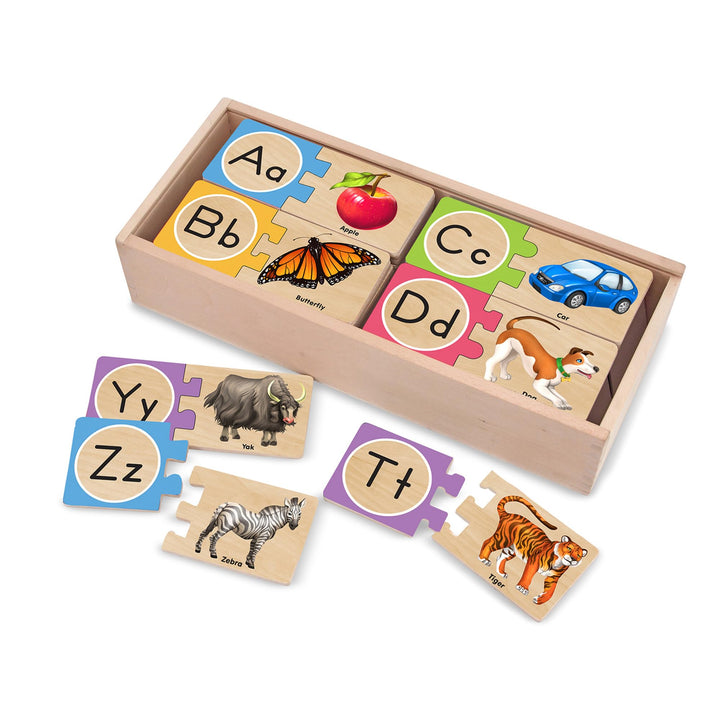 Melissa & Doug Puzzlekarten aus Holz - englisches Alphabet Buchstaben-Puzzles, Buchstaben-Puzzles