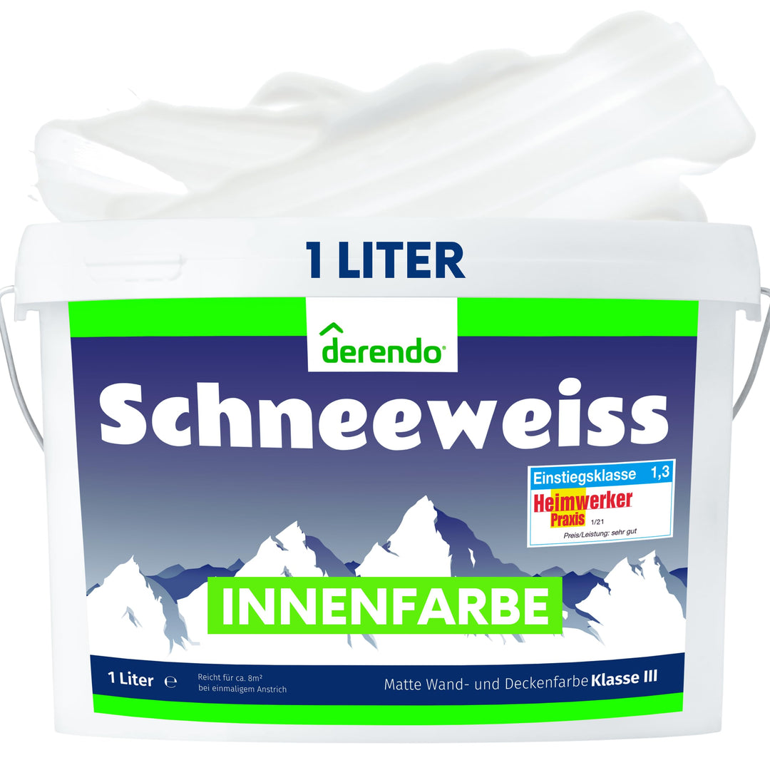 derendo Schneeweiss wandfarbe weiss hohe deckkraft 1l innenfarbe weiss matt wandfarbe ausbessern Tes