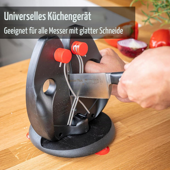 F. DICK Messerschärfer/Messerschleifer zum Durchziehen (spezielle Schärfstäbe, Standplatte mit Saugn