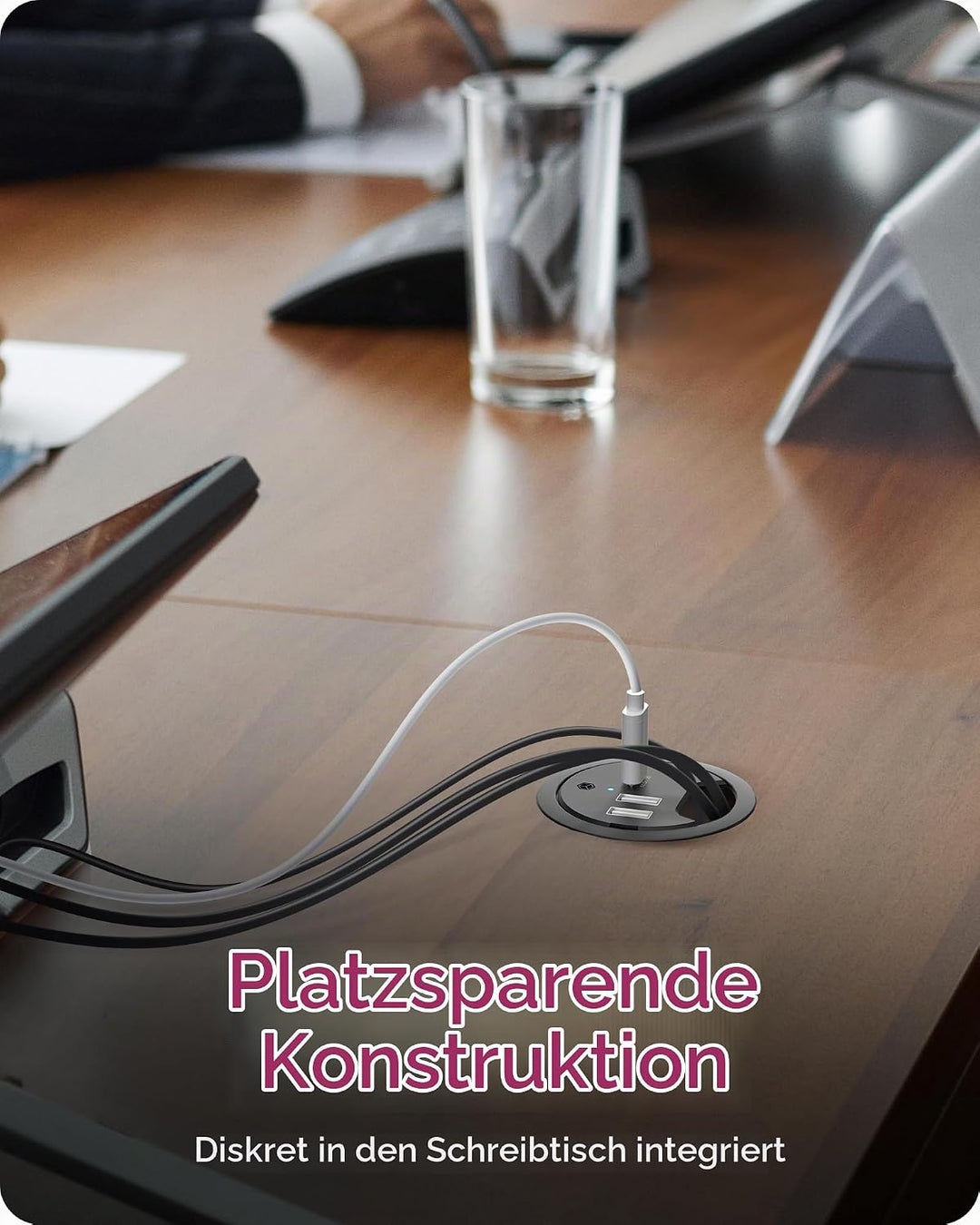 ICY Box 3-Port Tischladegerät, 2X USB-A &amp; 1x USB-C, Für 60mm Bohrungen, Gerät dient nur zum Laden, S