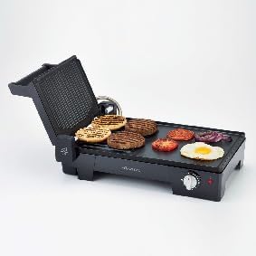 Ariete 1916 Elektrogrill, glatt und gerillt, mit Kontaktgrill-Funktion, 2200 W, Platten mit Antihaft