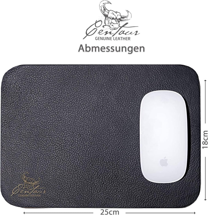 Centaur - Hochwertiges Leder Mousepad 25x18 cm schwarz - Vintage Mauspad aus echtem Leder - Unterlag