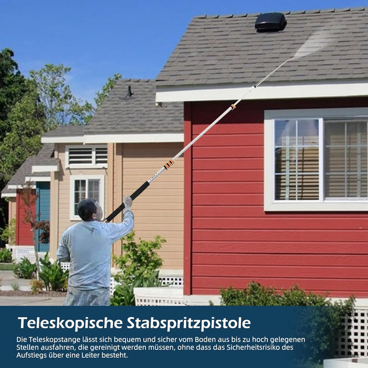 Teleskop-Hochdruckreinigerstab,CEIEVER Teleskop-Sprühstab 7,5M Einziehbare Dachrinnenreinigungswerkz