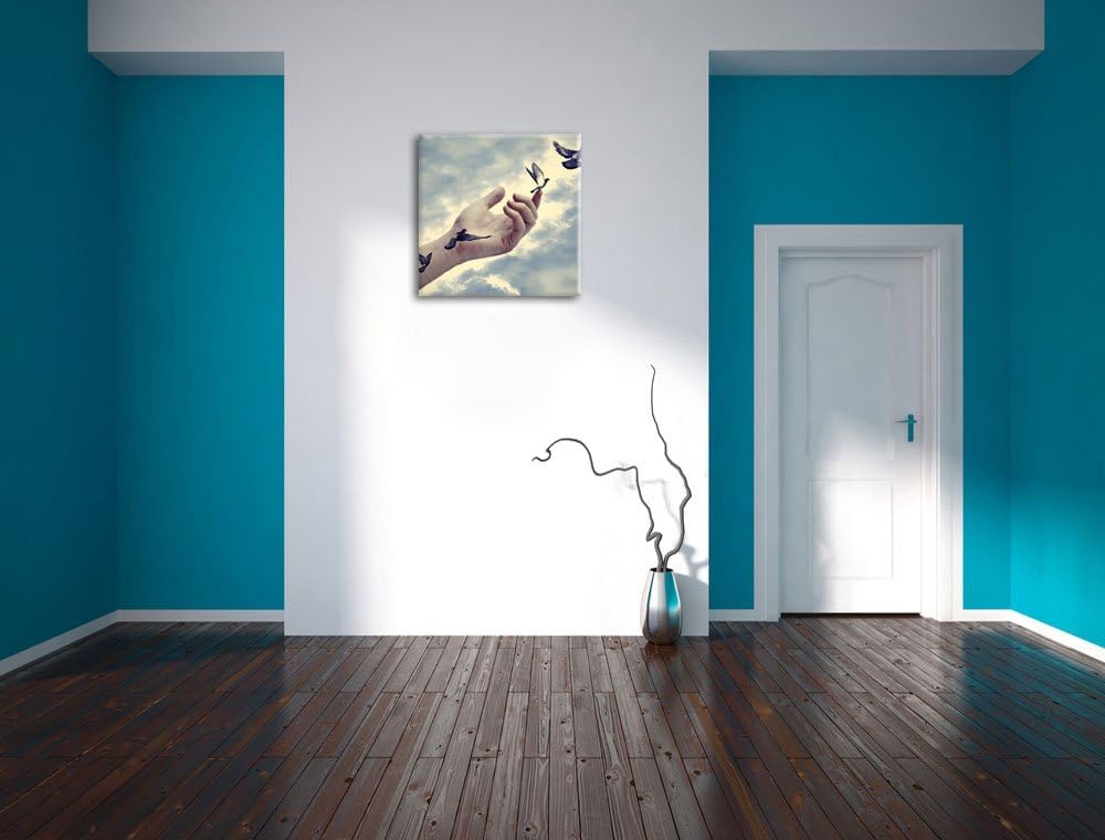 Pixxprint Vögel fliegen in die Freiheit, Format: 70x70 auf Leinwand, 70x70