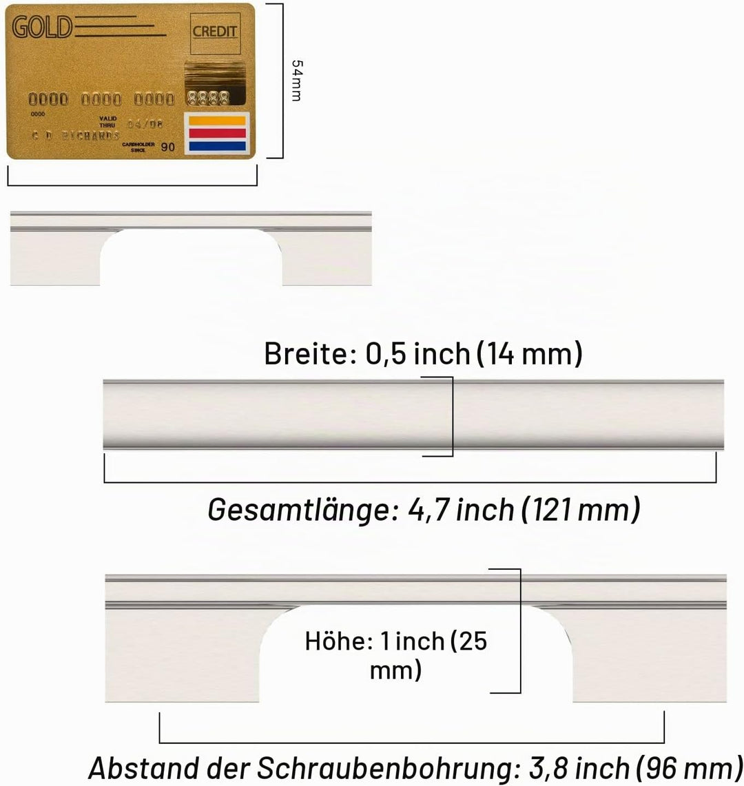 Amerdeco 10 Stück Möbelgriffe Gebürsteter Nickel 96mm Lochabstand Schubladen Griffe für Küchenschrän