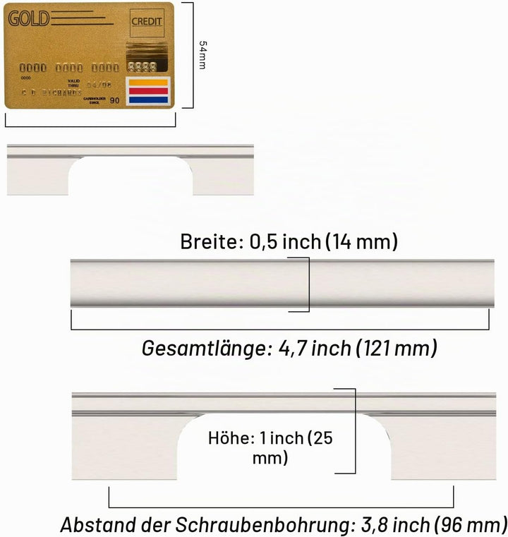 Amerdeco 10 Stück Möbelgriffe Gebürsteter Nickel 96mm Lochabstand Schubladen Griffe für Küchenschrän
