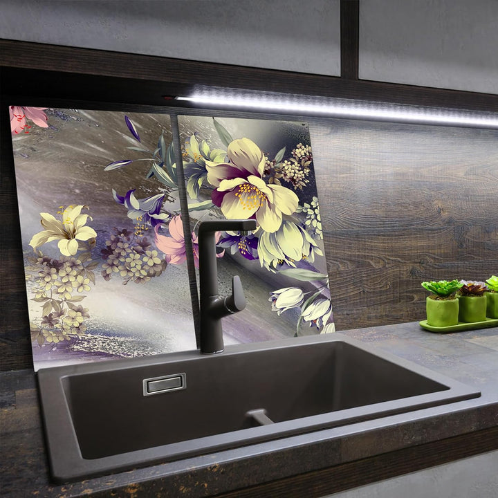SmartDecoration Herdabdeckplatte Ceranfeldabdeckung aus Glas 2 x 30x52 cm Zweiteilig Motiv "Bild" Gr