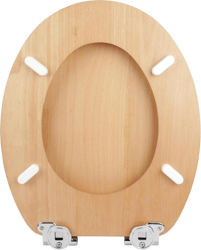 'aquaSu® Holz WC-Sitz mit Absenkautomatik Venezia | Toilettendeckel in Buche | Holzkern Toilettensit