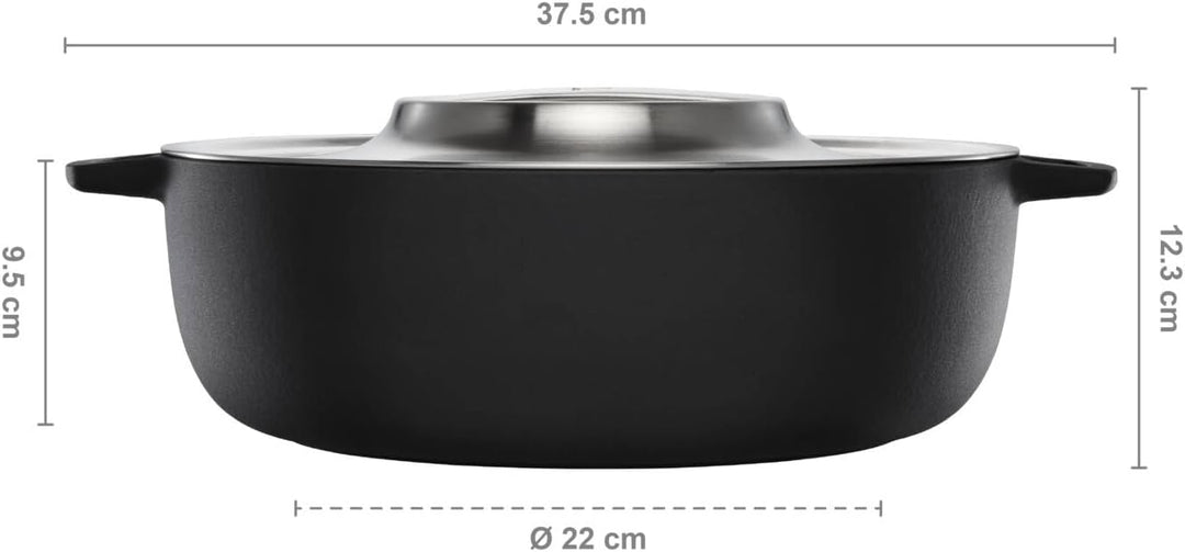 Fiskars Norden Grill Chef Gusseisentopf, Ø 30 cm, Für alle Kochfelder geeignet, Edelstahl-Deckel, 10