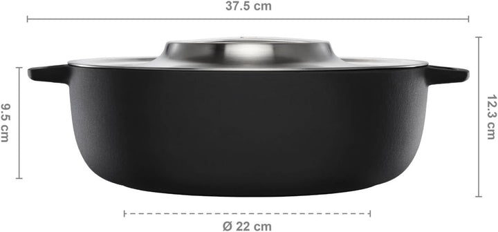 Fiskars Norden Grill Chef Gusseisentopf, Ø 30 cm, Für alle Kochfelder geeignet, Edelstahl-Deckel, 10