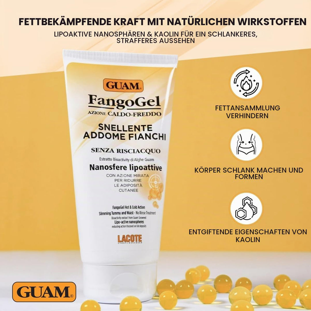 Guam, FangoGel Schlankheitsmittel für Bauch und Hüften, Wärmekälte-Wirkung ohne Ausspülen, gezielte