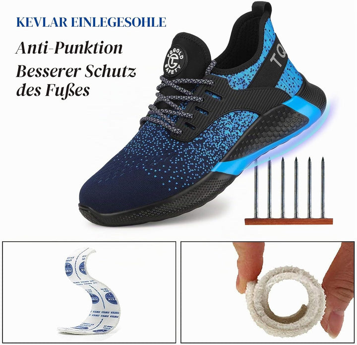 AONETIGER Sicherheitsschuhe Herren Damen Leicht Arbeitsschuhe Stahlkappe Sportlich Schutzschuhe Atmu