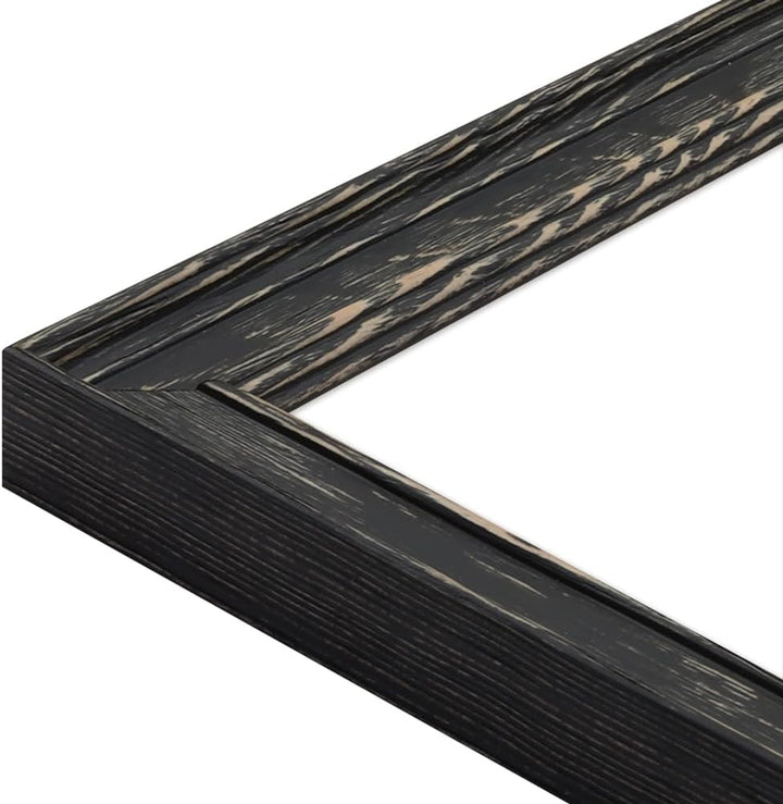 WANDStyle Bilderrahmen Schwarz, gemasert 30x45 cm aus Holz im Landhaus-Stil zum Aufhängen, Posterrah