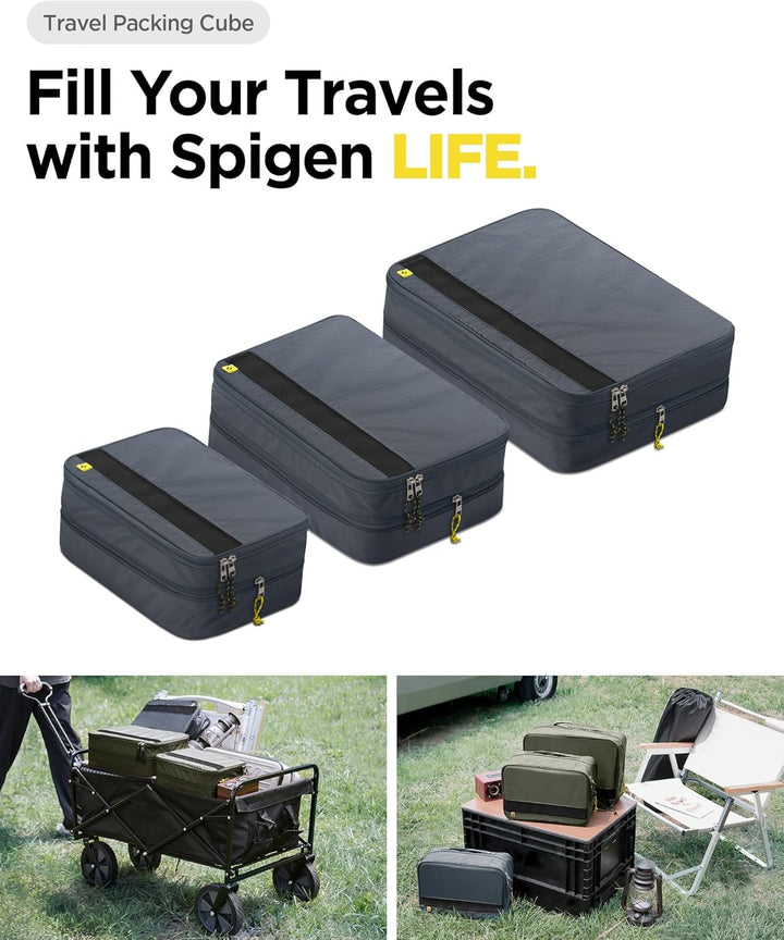 Spigen Life Packing Cube Packwürfel Koffer Organizer Set Packtaschen mit Kompression und Reissversch