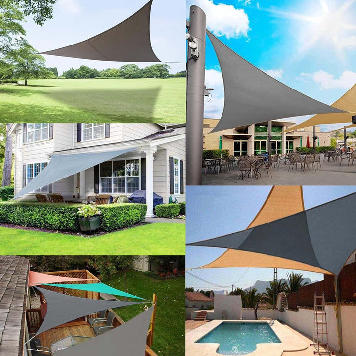Sunal Sonnensegel Dreieckig 3x3x4.3m mit Befestigung Set,PES Polyester Wasserdicht,inkl Befestigungs