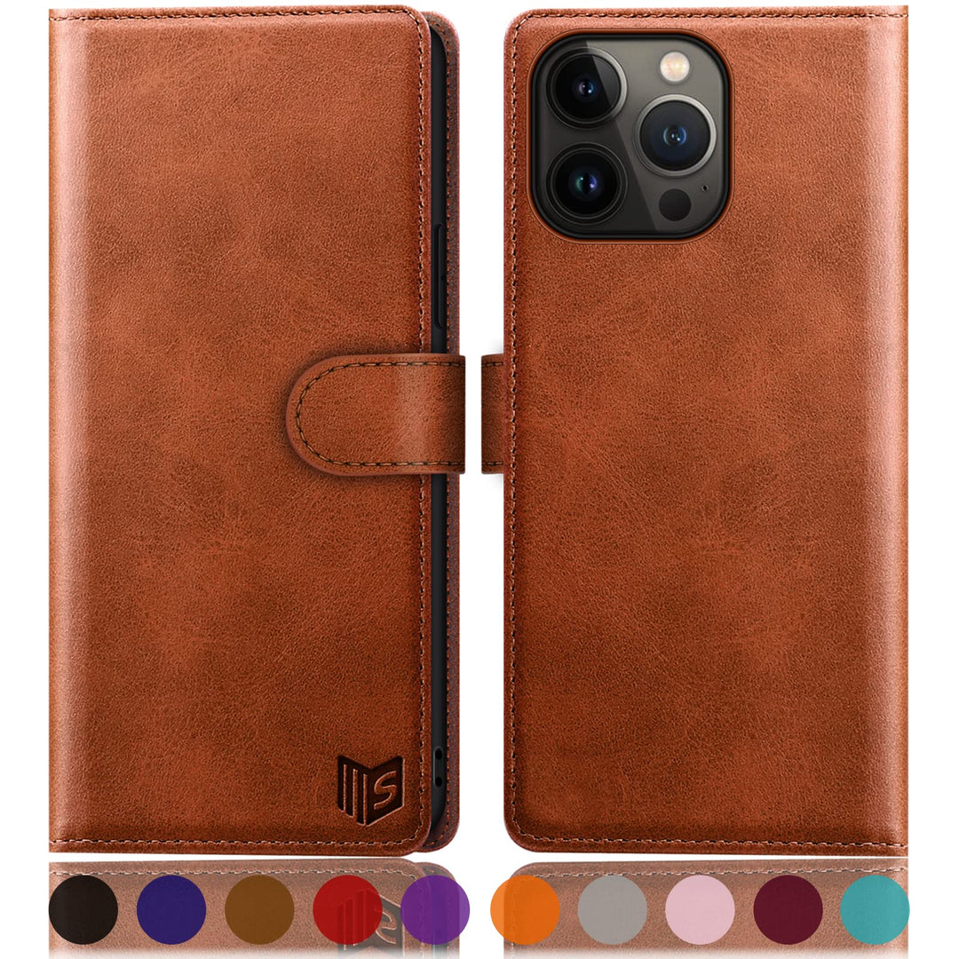SUANPOT [RFID Schutz für iPhone 14 Pro Max 6.7" Hülle PU Leder Handyhülle Lederhülle Klapphülle Kart