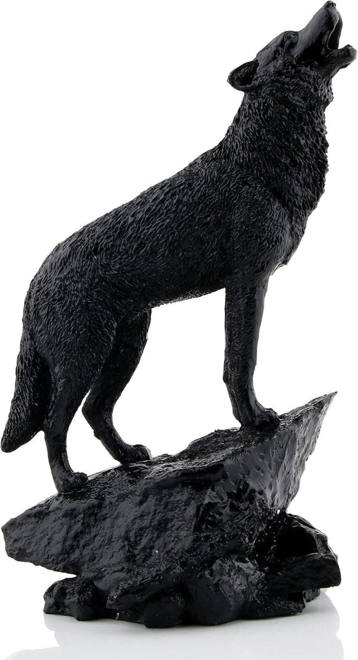 Schwarzer Wolf-Skulptur Wildtier-Heulender Wolf, Statue und Figur Black001, Black001