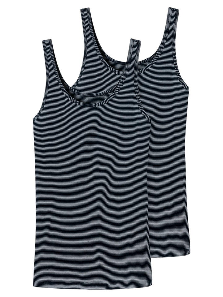 Schiesser Damen 2 PACK Trägertop Unterhemd - Modal Essentials 48 Nachtblau_162896, 48 Nachtblau_1628