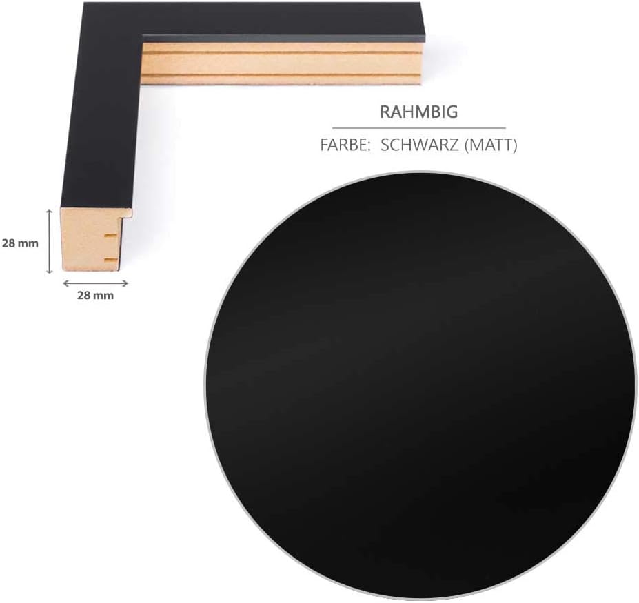 Bilderrahmen Trikotrahmen stabil RahmBig Schwarz 50 X 70 cm Rahmen für Trikots, Sport Shirts + Passe