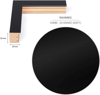 Bilderrahmen Trikotrahmen stabil RahmBig Schwarz 50 X 70 cm Rahmen für Trikots, Sport Shirts + Passe
