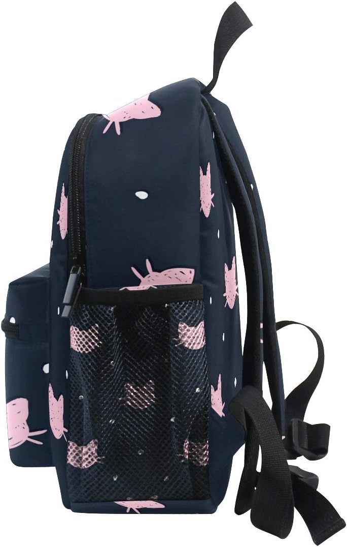 Kinderrucksack Pink Cat Polka Dot Navy Kindergarten Kindergartentasche für Kleinkinder Mädchen Junge