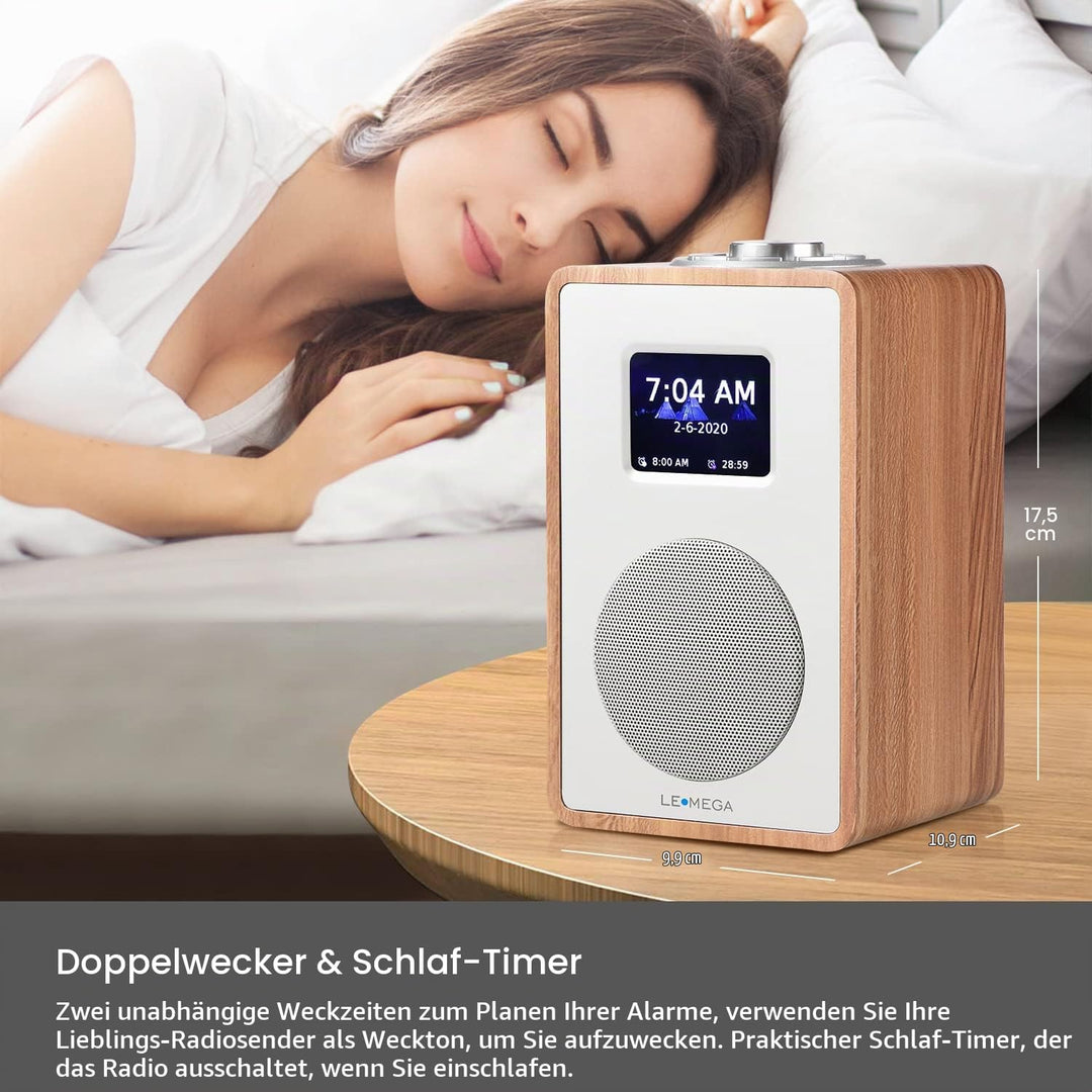 LEMEGA CR4 DAB/DAB+ und UKW Digitalradio,Bluetooth Lautsprecher, DAB Radio,Doppelwecker,Küchen/Schla