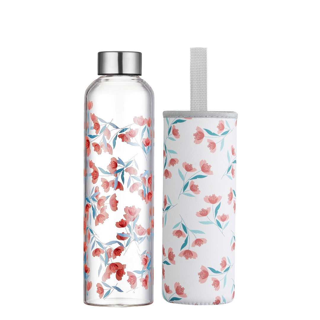 Autsel 500ml Glasflasche Trinkflasche Glas Sport Borosilikat Glass Bottle Wasser Flasche mit Neopren