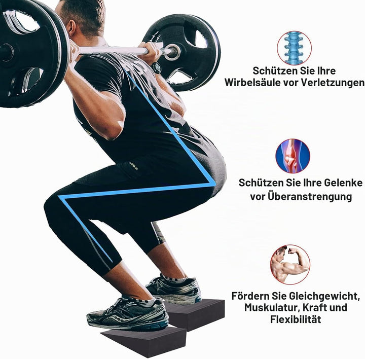 Wadendehner & Schrägbrett 2er Set, Mobilitätskeil, Fersenkeil als Squat Wedge für tiefere Kniebeugen