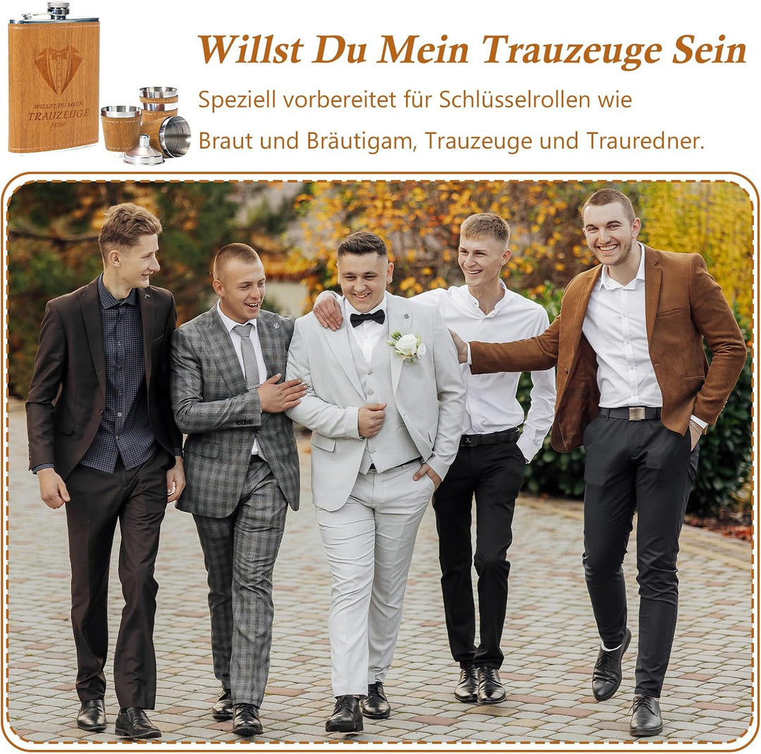 Trauzeuge Fragen Mann Willst Du Mein Trauzeuge Sein 8oz Holzmaserung Flachmann Flaschenöffner Trauze