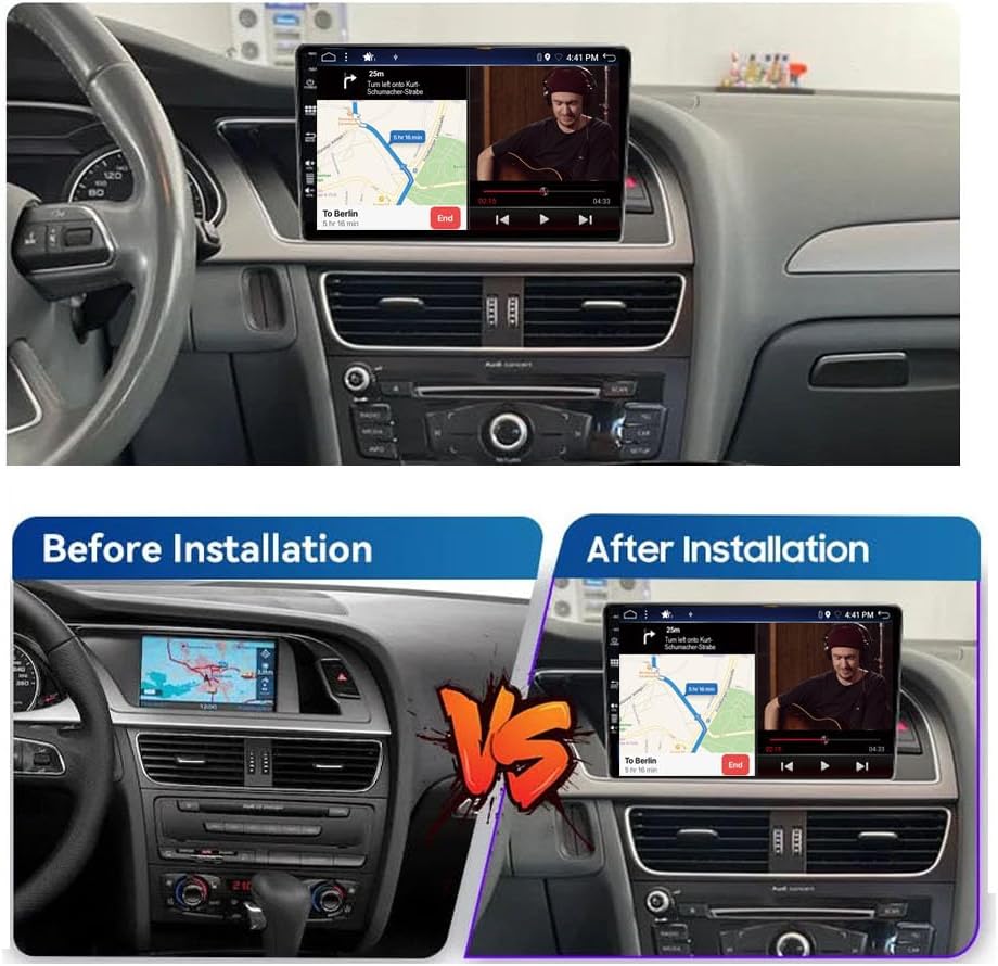 Android 15 Autoradio für Audi A4L (2009-2016) mit Sat NAV - Kabellos CarPlay Android Auto - Rückfahr