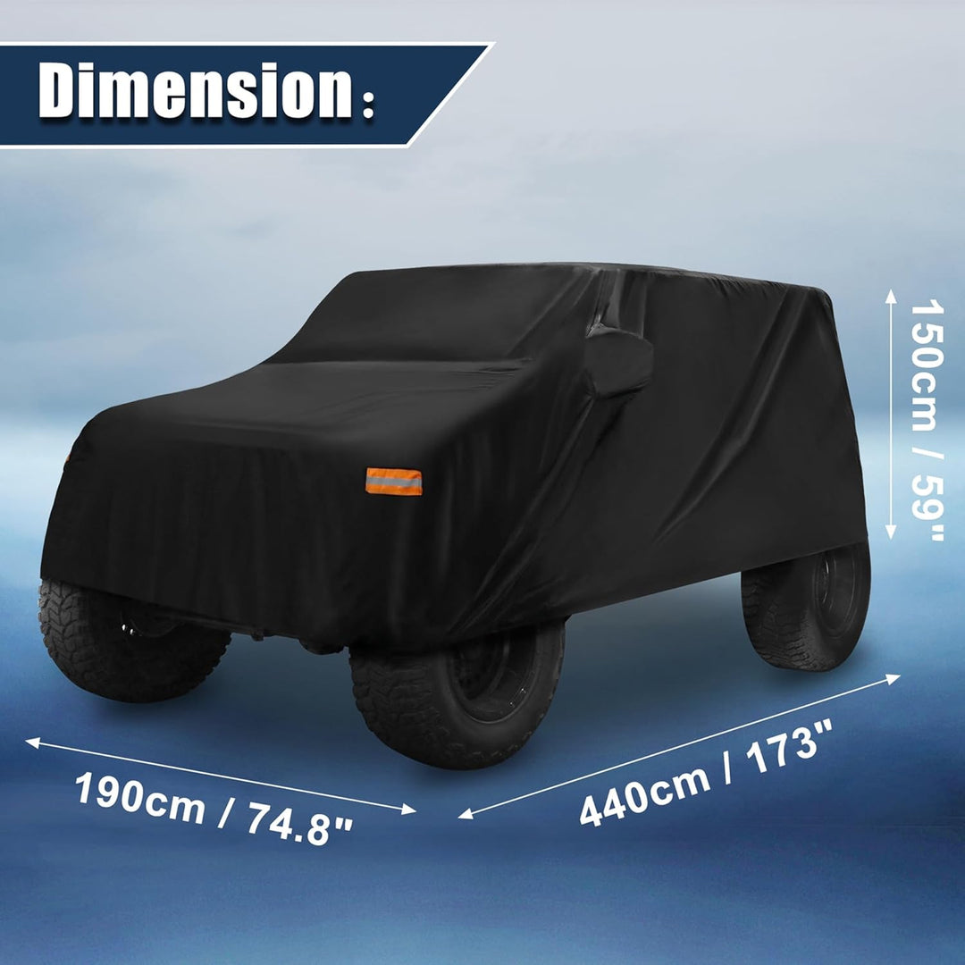 X AUTOHAUX SUV Auto Abdeckung für Jeep Wrangler JK JL 2 Türer 2007-2021 Wasserdicht Schwarz, Schwarz