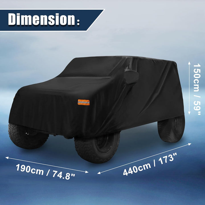 X AUTOHAUX SUV Auto Abdeckung für Jeep Wrangler JK JL 2 Türer 2007-2021 Wasserdicht Schwarz, Schwarz