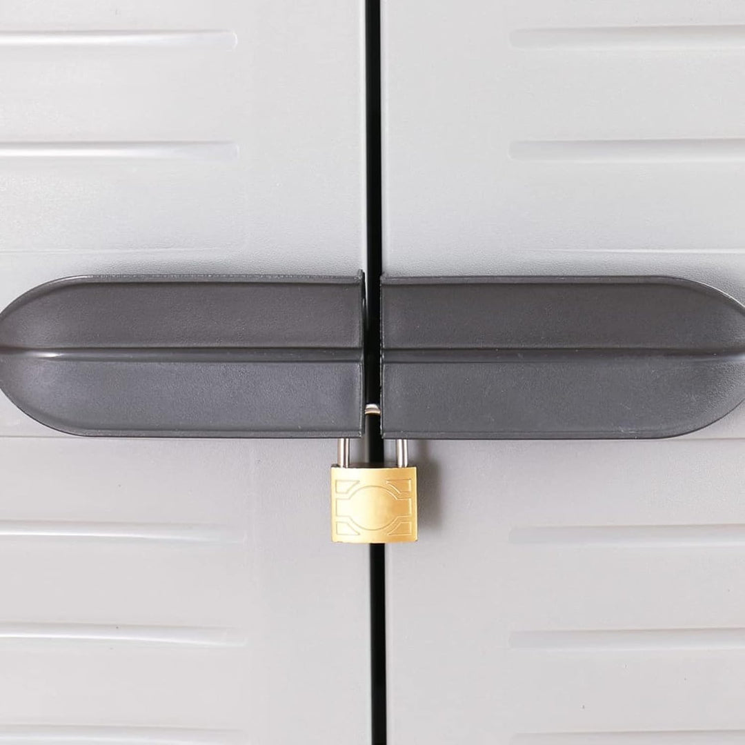 Tidyard Gartenschrank mit 2 Türen und 5 Fachböden Geräteschuppen Kunststoffschrank Spindschrank Schr