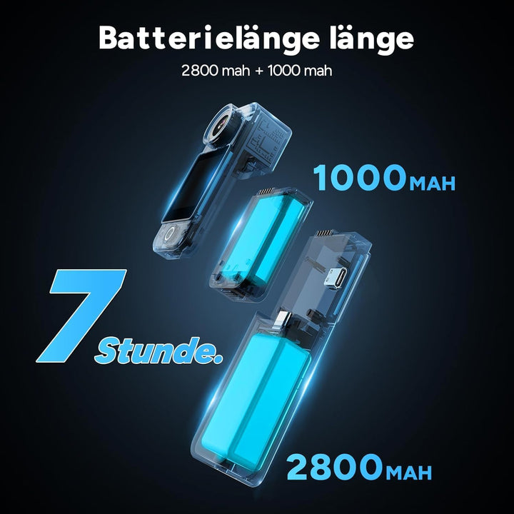 SJCAM C300 Actionkamera 4K, 7 Stunden Akkulaufzeit, 6-Achsen-Stabilisierung, Dual-Touchscreen-Sportk