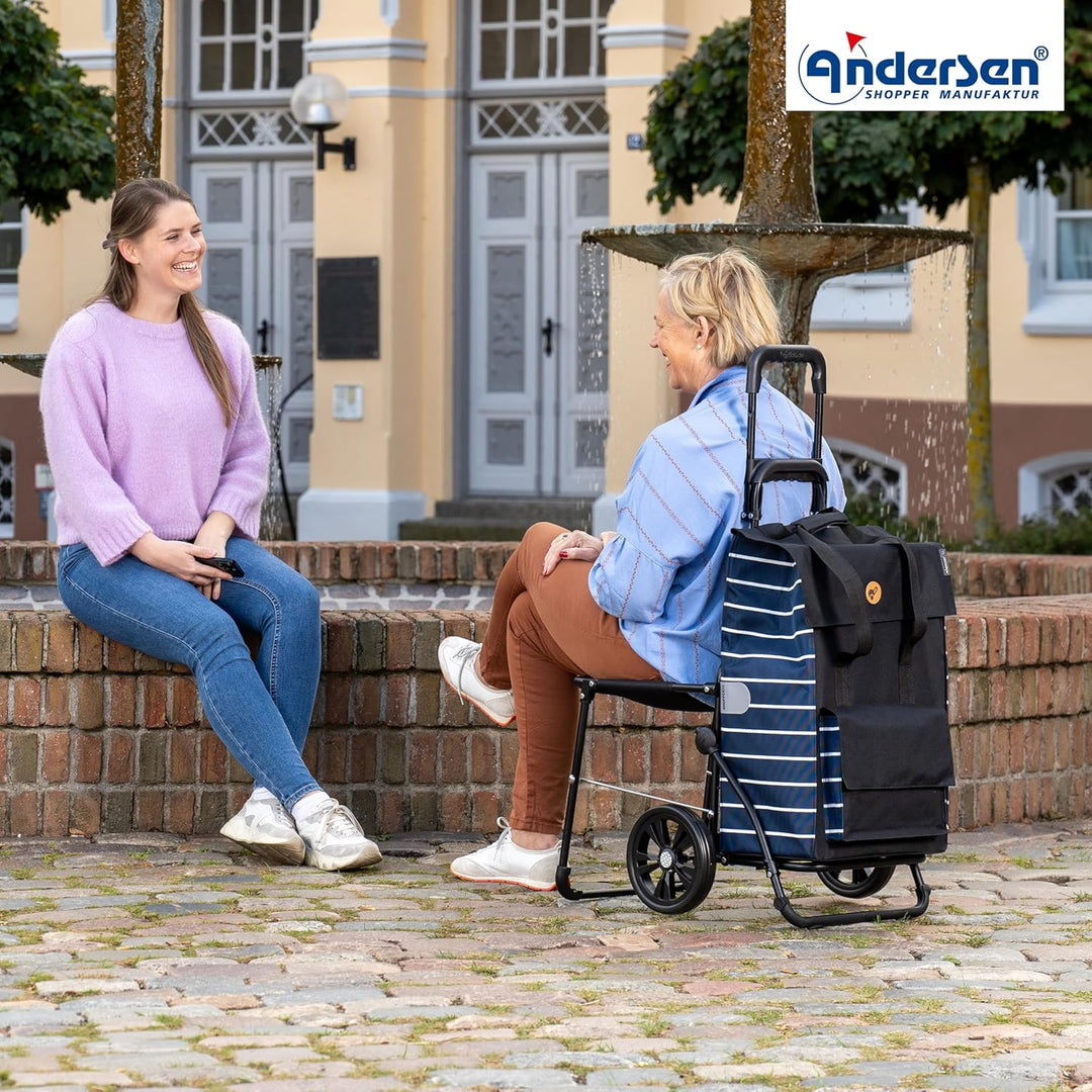 ANDERSEN Einkaufstrolley - Komfort Shopper Jella blau 51 L Einkaufsroller, hohe Qualität, stylisch,