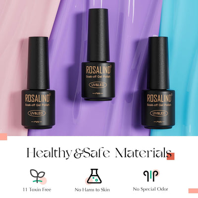 ROSALIND UV Nagellack Set, 35+3 Stück Gel Nagellack Shellac Nagellack Pastell Schwarz weiss Farbgel