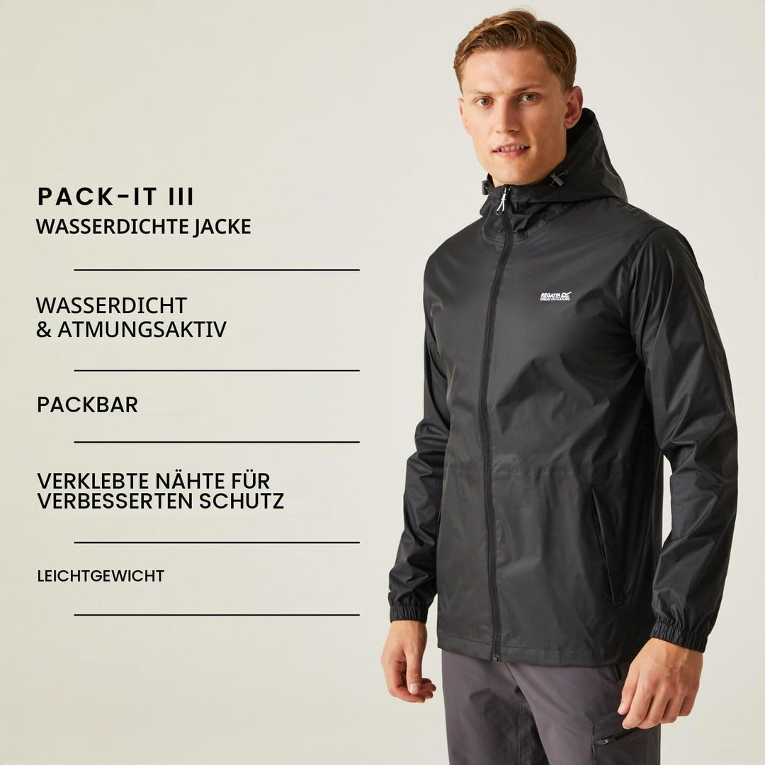 Regatta Damen Pack it III wasserdichte Shell Jacke 44 Schwarz, 44 Schwarz