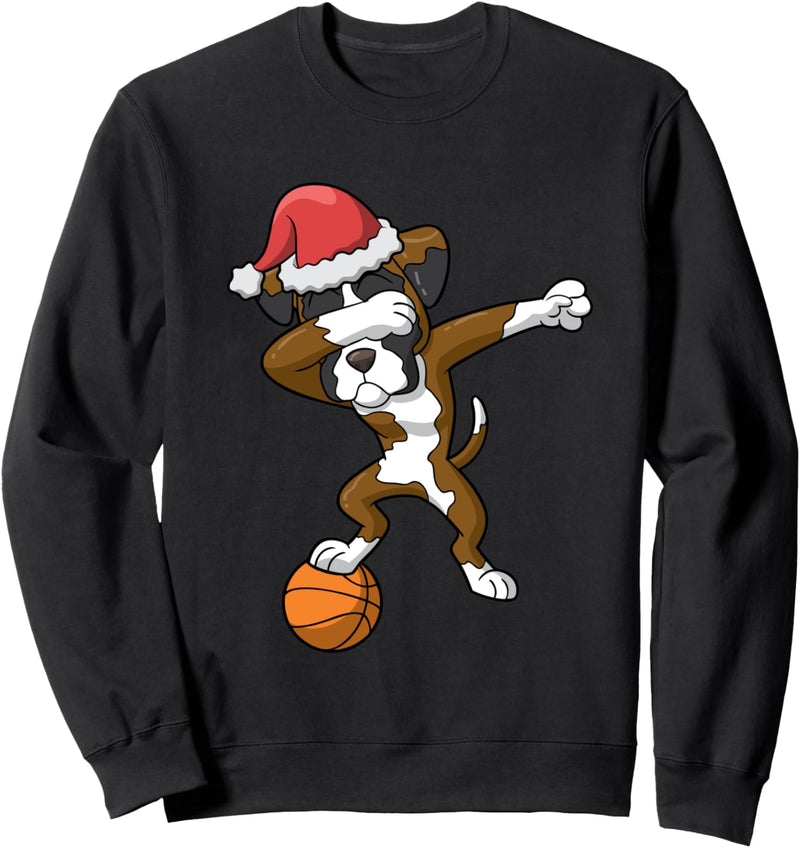 Basketball Dabbing Santa Boxer Dog Christmas Sports Gift Sweatshirt