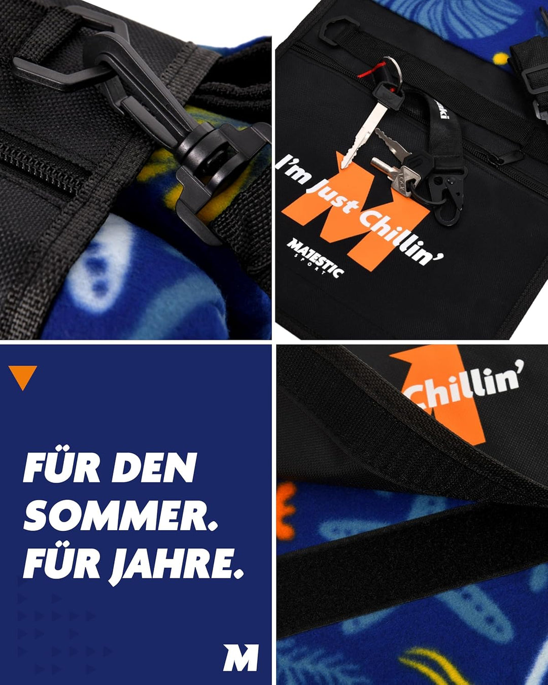 Picknickdecke 200x200 cm Wasserdicht & Sandfrei — Isolierte XXL Stranddecke für 4-6 Personen mit Tra