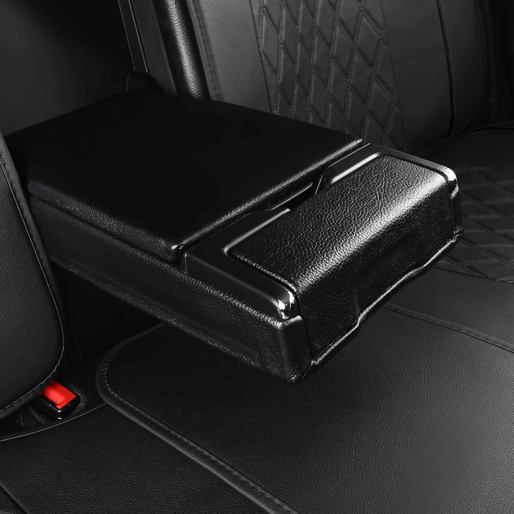 Udpomb Universal Geteilter rücksitzbank Auto Sitzbezüge Kunstleder für Rückban, Schwarz Rhombus Moti