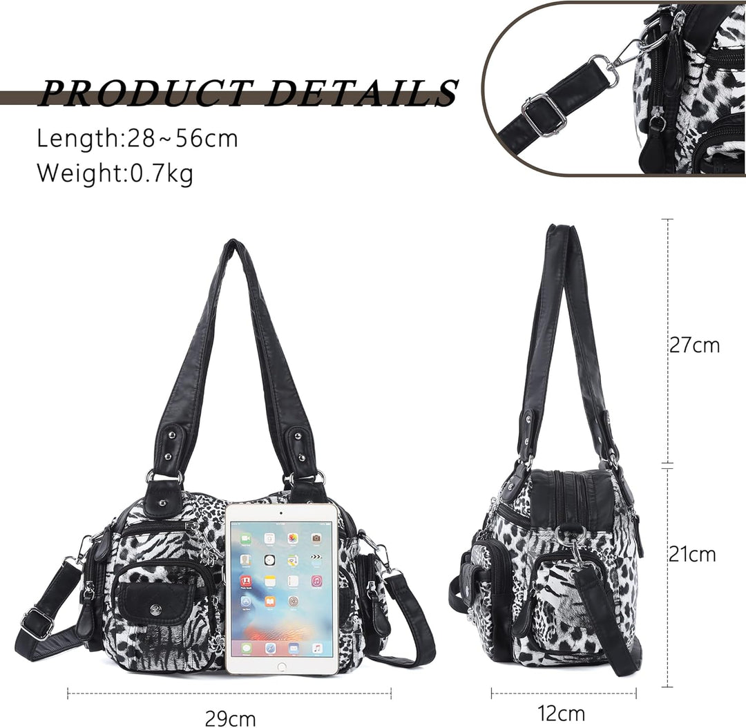 Angel Kiss Damen Handtasche 2 Hauptfächer Multifunktionale Handtasche Weich PU Leder Tasche mit Reis