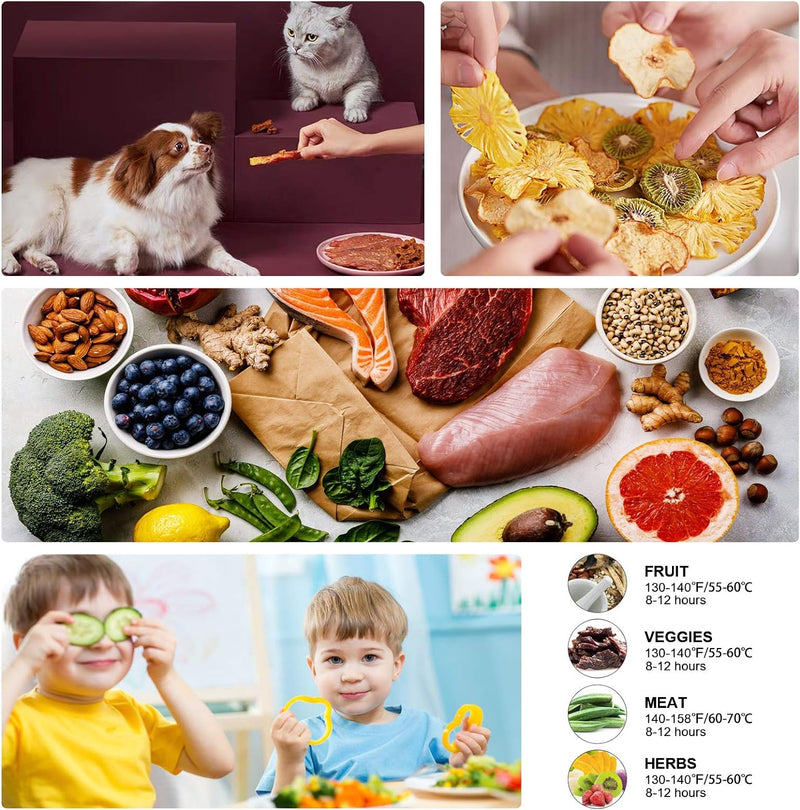 COOCHEER Dörrautomat Dehydrator Dörrapparat mit Temperaturregelung, 8 Etagen abnehmbare Dörrgerät, T