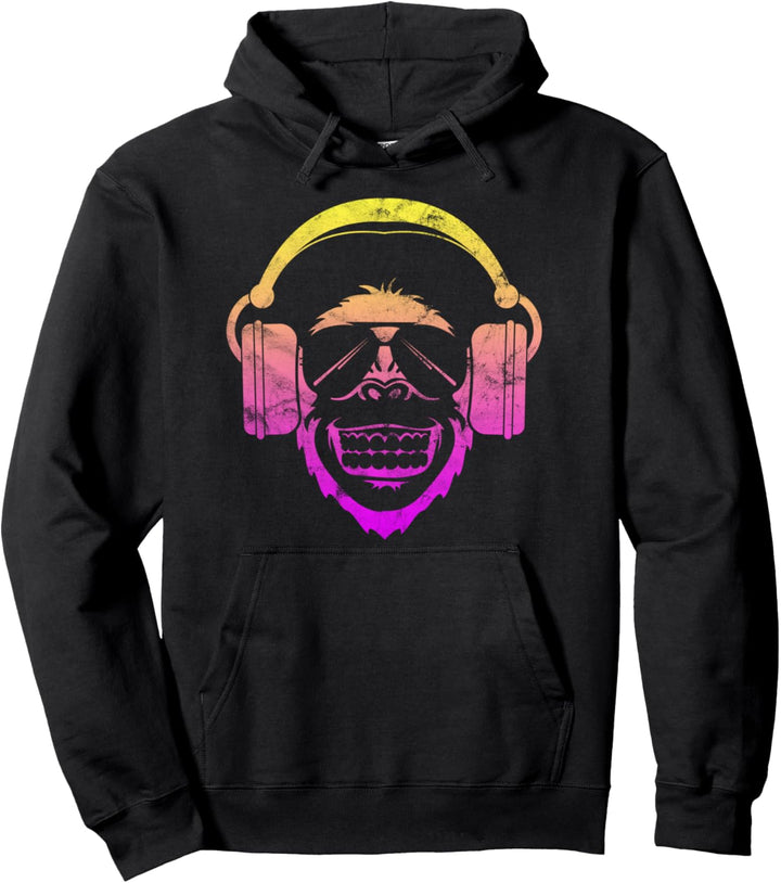 Monkey DJ Affe mit Kopfhörer und Sonnenbrille Geschenk Pullover Hoodie