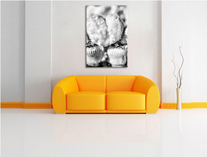 Pixxprint Herz aus Schnee als Leinwandbild | Grösse: 100x70 | Wandbild| Kunstdruck | fertig bespannt